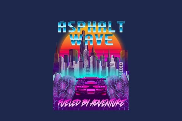 Download Retrowave Asphalt Wave T-shirt Design - Retrowave Collection
