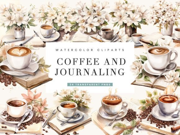 Download Watercolor Coffee and Journaling Clipart - Premium Resources