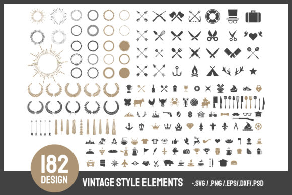 Download 182 DESIGN Vintage Elements. - Vintage elements Collection