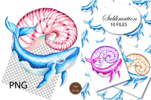 Download Sublimation Watercolor Whale, Png - Watercolor whale Collection