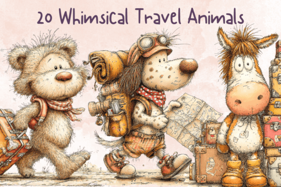Download Whimsical Travel Animals Clipart Set - Premium Resources