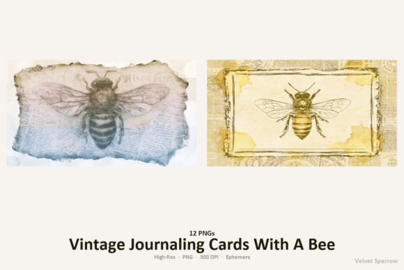 Download Vintage Journaling Cards with a Bee - Premium Resources