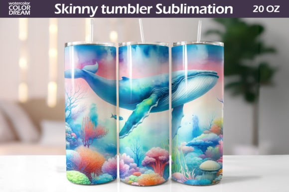 Download Watercolor Whale Tumbler Wrap - Watercolor whale Collection
