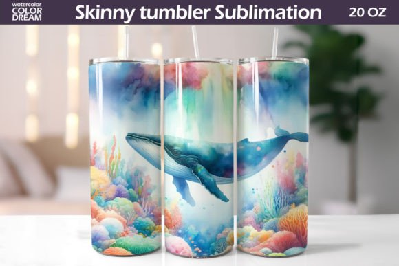 Download Watercolor Whale Tumbler Wrap - Watercolor whale Collection