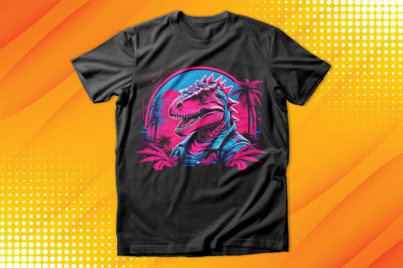 Download Retrowave Dinosaur Art T-shirt - Retrowave Collection